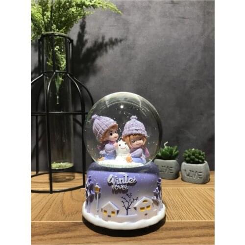 Cardan Undermanned Romantic Double Color Changing Musical Snow Globe