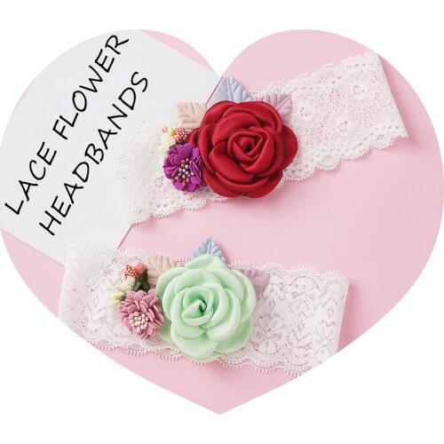 New Lace Flower Headbands For Girls Cute Korean Elastic Hairband Lace Headband Baby Accessories Girls Turban Hair Accessories