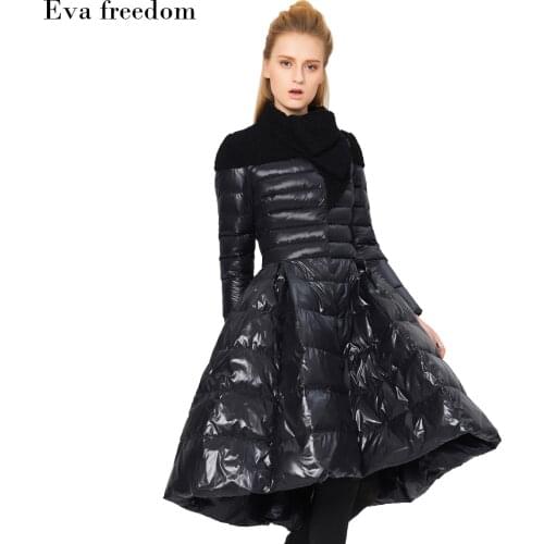 Down Jacket 2020 Ladies Winter Coat Jacket Mid-length-sleeved Fashion Lamb Large Skirt Stitching Thickening Plus Size Warm Down