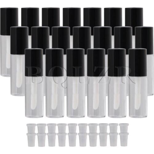 20PCS BQLZR Black 3.8ml Empty Clear Lip Gloss Tube Lip Balm Bottle Makeup Container