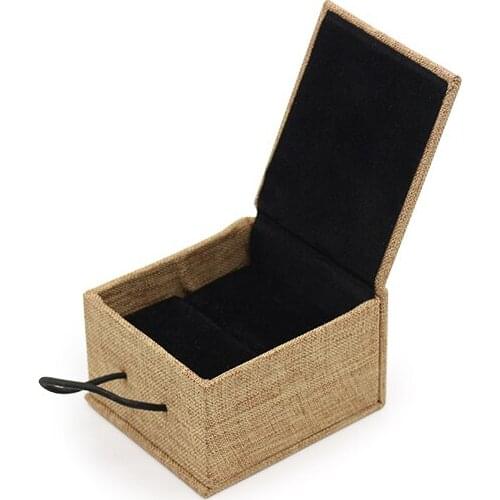 Recommend Dimensional Colored Paper Retro Wooden Buckle Linen Jewelry Ring Pendant Bracelet Long Chain Packaging Box For Women