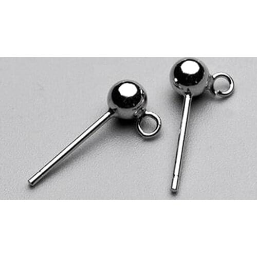 2x 925 Sterling Ball Earring Stud Posts Earrings Jewelry Findings Making 3/4/5mm