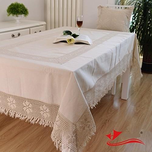 Cotton Linen Woven Lace Tablecloth,Fashion North European Style Table Cloth Rectangular, Crochet Tablecloth For Square Table