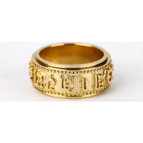 Steel titanium six-character mantra rotating transfer ring Chinese style titanium steel ring