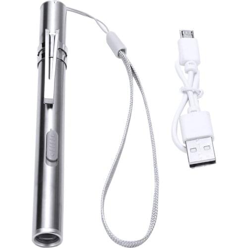 Super Bright LED Lamp Flashlight Work Torch Mini Pen Flash Light Pocket Torch Dentist Lighting Stainless Steel For night Walking
