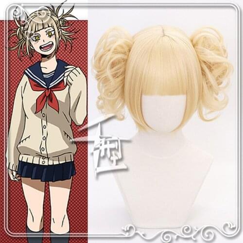 My Boku no Hero Academia Akademia Himiko Toga Short Light Blonde Ponytails Heat Resistant Cosplay Costume Wig