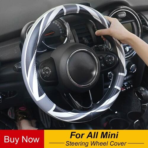 Universal Union Jack 38CM PU Leather Car Steering Wheel Cover Decoration For Mini Cooper JCW S Clubman Countryman Car Styling
