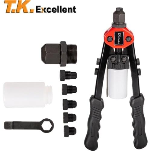 Rivet Gun Tool, Two-Handed Operation Rivets Gun, Equipping with 5 Interchangeable Color-Coated Heads, 5 in 1 Manual Riveter Set