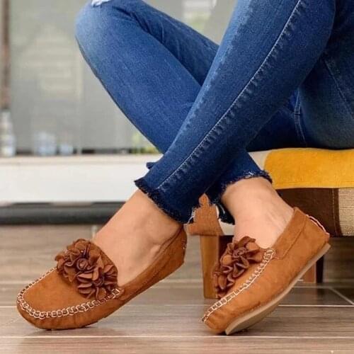 2021 spring ladies flat shoes leather shoes flat flower loafers comfortable casual shoes womens shoes