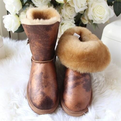 Top Quality 2020 New Arrival 100% Natural Fur Genuine Sheepskin Womens Snow Boots Winter Warm Shoes Warm Wool Woman Boots