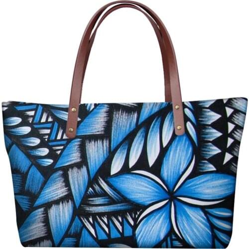 FORUDESIGNS Women Stylish Shoulder Bags Polynesian Flowers Print Handbag Ladies Leisure Simple Tote Bags Beach Bag Bolsa