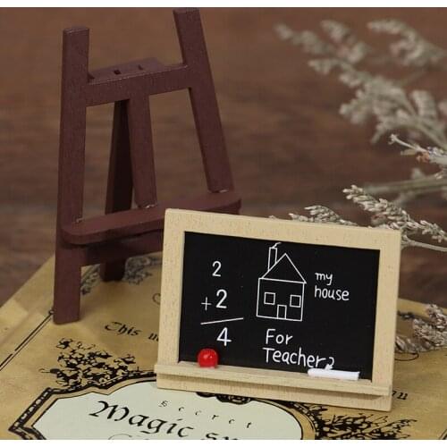1Set Miniature Blackboard Chalkboard W/ Easel Dollhouse Classroom Accessory