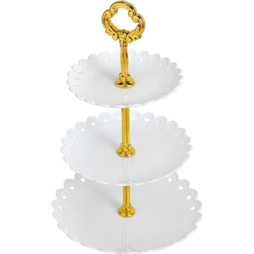 1Set Cake Stand 3 Layers Wedding Cake Plate Stand Dessert Fruits Vegetable Placed Tool Wedding Birthday Party
