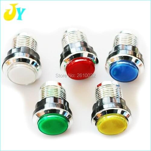 10pcs/lot CHROME Plated illuminated arcade push button 12v LED Arcade Start Push Button with microswitch