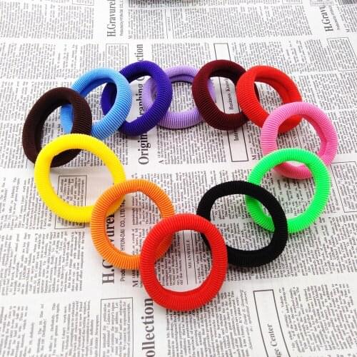 30pcs 7.5cm Diameter Big Size Elastic Hair Band Doll Machine Belt Black Ponytail Holder Solid Candy Colors Bun Tie Rope XC190527