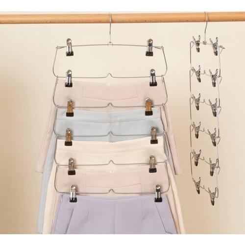 6 Layer Space Saving Foldable Closet Organizer With 12 Clips Steel Wardrobe Hanger