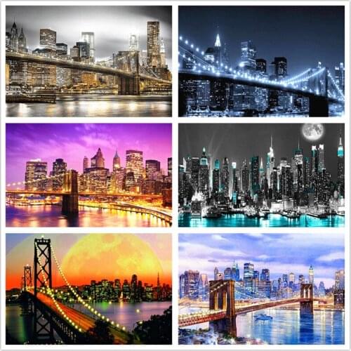 Xaviera Diy 5D Diamond Painting Landscape Full Drill City Scenery Mosaic Building Rhinestone Embroidery Cross Stitch Home Decor
