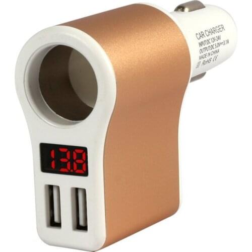Car Charger For iPhone Samsung 2-Port USB Car-Charger LED Screen Cigarette Lighter 3.1A Charging Mobile Phone Adapter