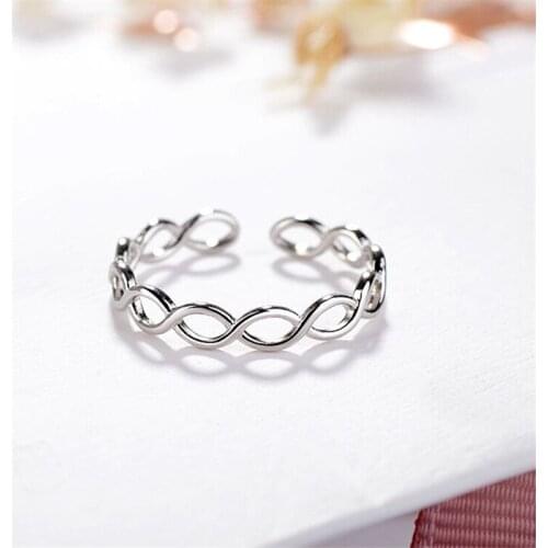 Bohemian Smooth Cross 8 Shape Knitting Ring with Silver Plated Opening Adjustable Ring Street Photo Casual Jewelry Party Ring