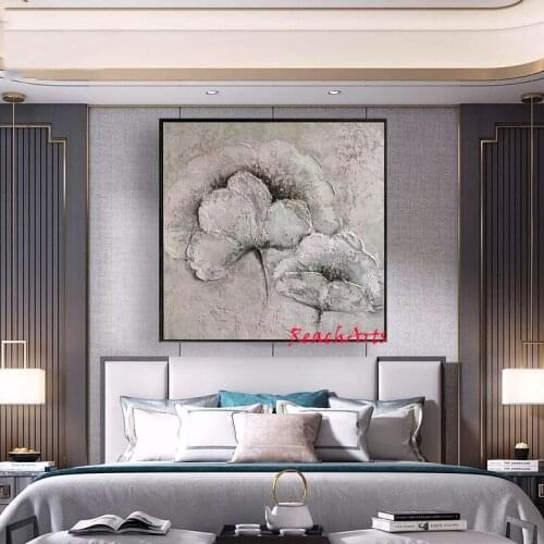 Large Oil Painting On Canvas Handmade Modern Floral Picture Titles Interior Decoration For Bedroom Square Acrylic Hot Sale