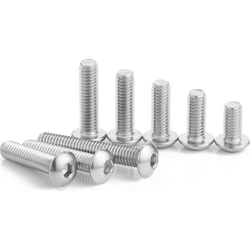 10/50pcs M2 M2.5 M3 M4 M5 M6 M8 304 Stainless Steel Hexagon Hex Socket Button Head Screw Bolts Round Head Screw Standoff ISO7380