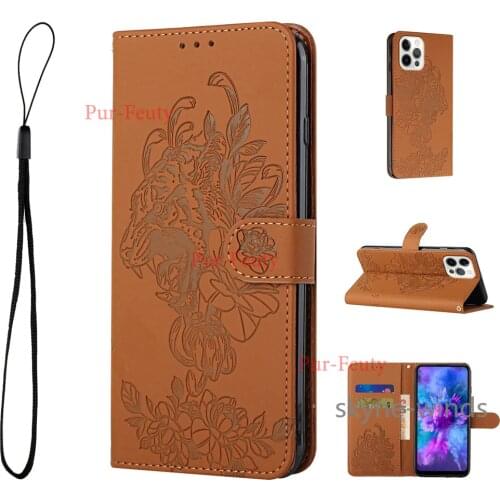 Case for APPLE iPhone 11 Pro max 12 tiger embossing leather flip wallet stand cover for iPhone 11Pro max 12 coque fundas casing