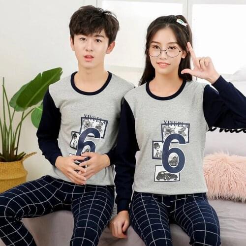 Girls Boys Pajamas Set Full Sleeve Cartoon Pyjamas Kids Sleepwear Autumn Winter Home Suit Teenager Pajamas Big Boys Clothes Suit