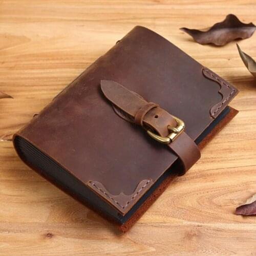 DIY Handmade Genuine Leather Cover Photo Albums Europe Sticky Type Family Friends Wedding Gift General Use