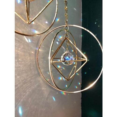 Double Sphere Cage Sun Catcher Crystal Rainbow Maker Window Home Decor Boho Room Wall Decoration Prisms Witchy Suncatcher Gift