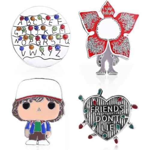 Stranger Things Alloy Enamel Pins TV Series Eleven Brooches for Lapel Pin Backpack Bags Cartoon Badge Gothic Jewelry Gift