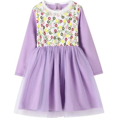 Long Sleeve Flowers Baby Girls Cotton Party Kids Girls Fashion Dresses