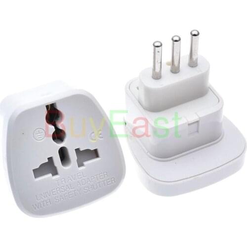 Italian Uruguay 3 -Pin Type L Input Travel Adapter Multi Outlet EU/GE/US/AU/UK AC100~250V 10A With Safety Shutter White