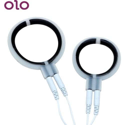 OLO Electric Shock Climax Penis Rings Cock Rings Therapy Massager Physiotherapy Ring Sex Toys for Men Male Masturbation