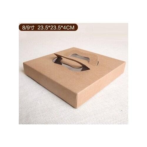 23.5x23.5x4cm 9inch Pizza box Kraft paper box cheese cake boxes food packing portable bread Pizza sushi Pancake box 30pcs/lot