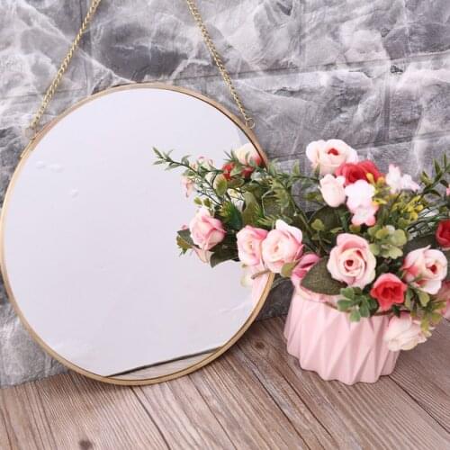 Round Wall Hanging Mirror Gold Dressing Table Makeup Mirrors Bathroom Decoration 11UA