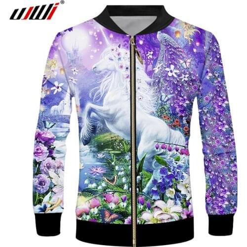 UJWI Fashion Mens Casual Jackets Harajuku 3D White Horse Jacket Coats Man Hiphop Streetwear Casual Outwear Tracksuits Dropship