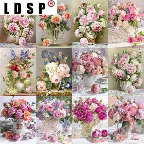 LDSP Home Decor 5D DIY Diamond Painting Beautiful Flower Full Square Diamond Embroidery Peony Rhinestone Picture Cross Stitch
