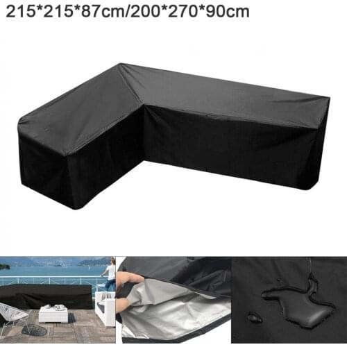 M / L 210D Oxford Fabric Rectangle Waterproof Dustproof Outdoor Garden Furniture Corner Cover Rattan L Shape Sofa Protector