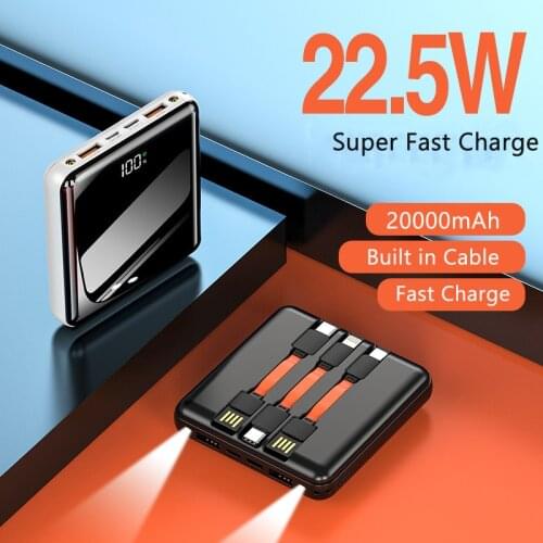 Mini Power Bank 20000mAh 22.5W QC PD 3.0 Fast Charging Powerbank Portable External Battery Charger for iPhone 12 Huawei Xiaomi