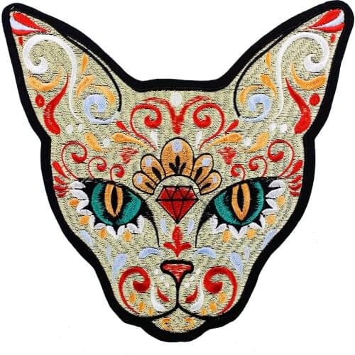 10pieces Embroidery Cat Patches Iron on Badges Stickers Clothes Applique for Jacket Backpack Decorated Crafts Sewing TH1428