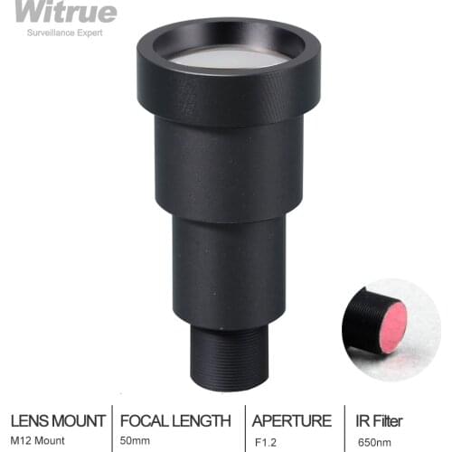 Witrue 1/3“ 50mm Lens with 650nm IR Filter M12 Mount F1.2 for Security Camera Gopro Hero SJCAM XIAOMI YI