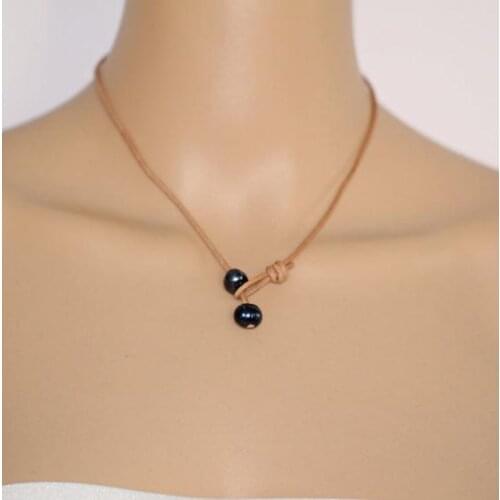 Perfect Leather Pearl Jewellery Black Color Freshwater Pearl Real Leather Necklace More Color For Choose Fashion Ladys Gift