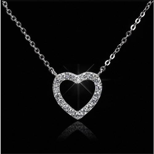 925 Sterling Silver Heart Pendant Necklace with Clear CZ Necklace Love Design for Women Fashion Jewelry