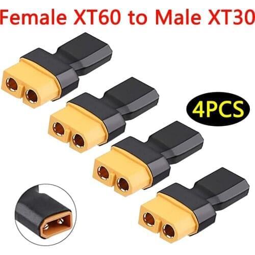 4Pcs XT60 to XT30 Plug Female Male Adapter Converter for FPV Drone RC Lipo NiMH Battery Charger ESC (2pcs Male XT60 to Female XT