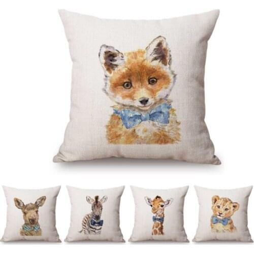 Vintage Farm Animal Poster Card Style Rooster Pig Sheep Cow Home Decorative Art Sofa Pillowcase Cotton Linen Car Pillow Cover