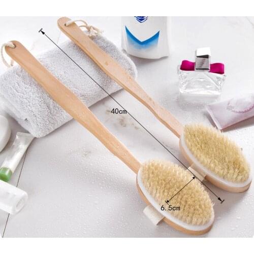 Shower Brush Boar Bristles Exfoliating Body Massager with Long Wooden Handle Wooden Massage Shower Brush fashion Natural Brushes