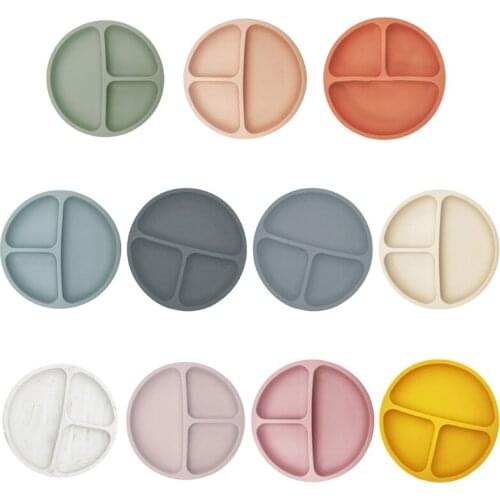 Waterproof Food Grade Silicone Baby Divided Suction Bowl Anti-Slip Children Dinner Plate Infant Learning Feeding Dish Tableware