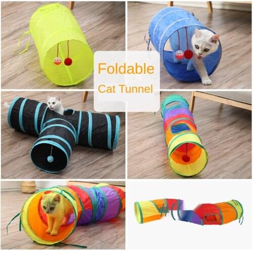 Foldable Pet Cat Tunnel Toy Collapsible S-type Cat Tent Tunnel Play Tube Toy Indoor Outdoor Cat Training Toy Tubes