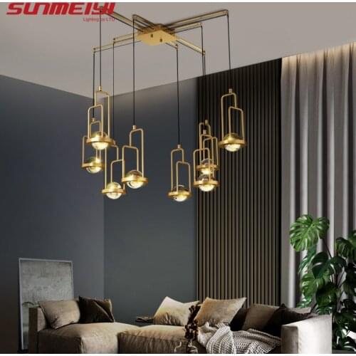 Modern Pendant Lights Copper Hanging Lamp For Dining room Living room Kitchen Led Crystal Ceiling Pendant Lamp Fixture Bar Decor