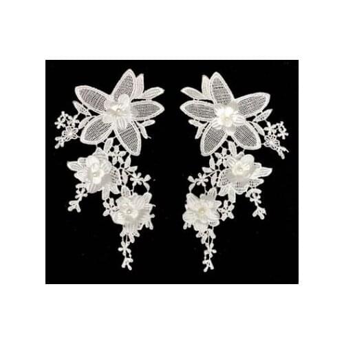 Water Soluble Lace Handmade Beaded Wedding Dress Headdress DIY Clothing Accessories Patch Decorative Decal 6Pcs/pack